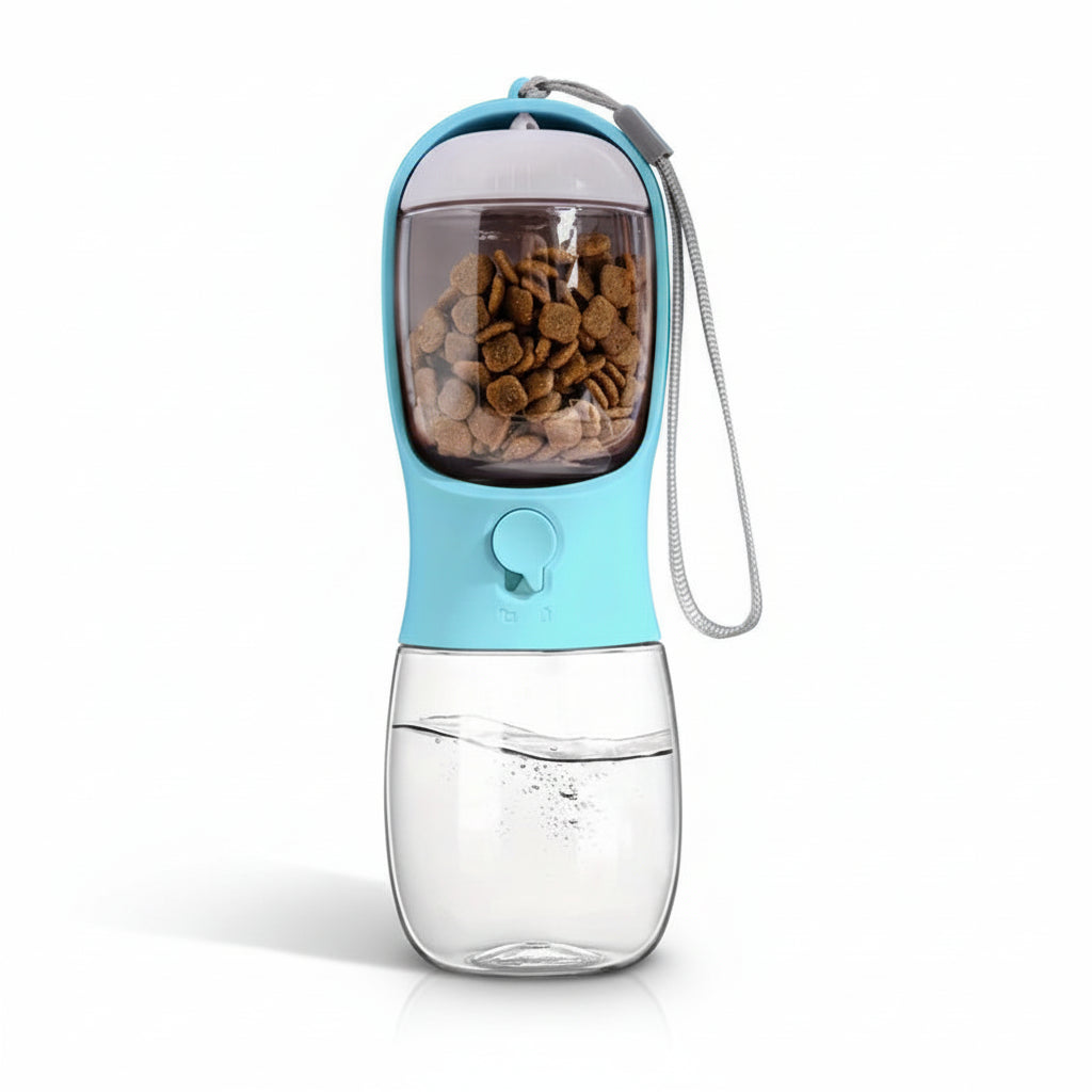 Portable Pet Water Bottle With Food Container