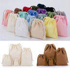 Reusable White Cotton Drawstring Bags