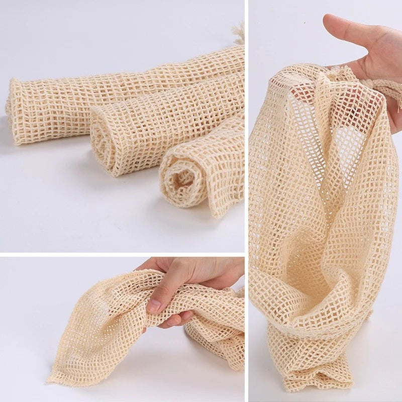 3-Pack Reusable Cotton Mesh Produce Bags