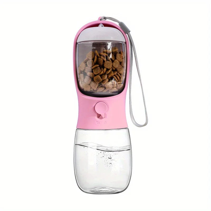 Portable Pet Water Bottle With Food Container