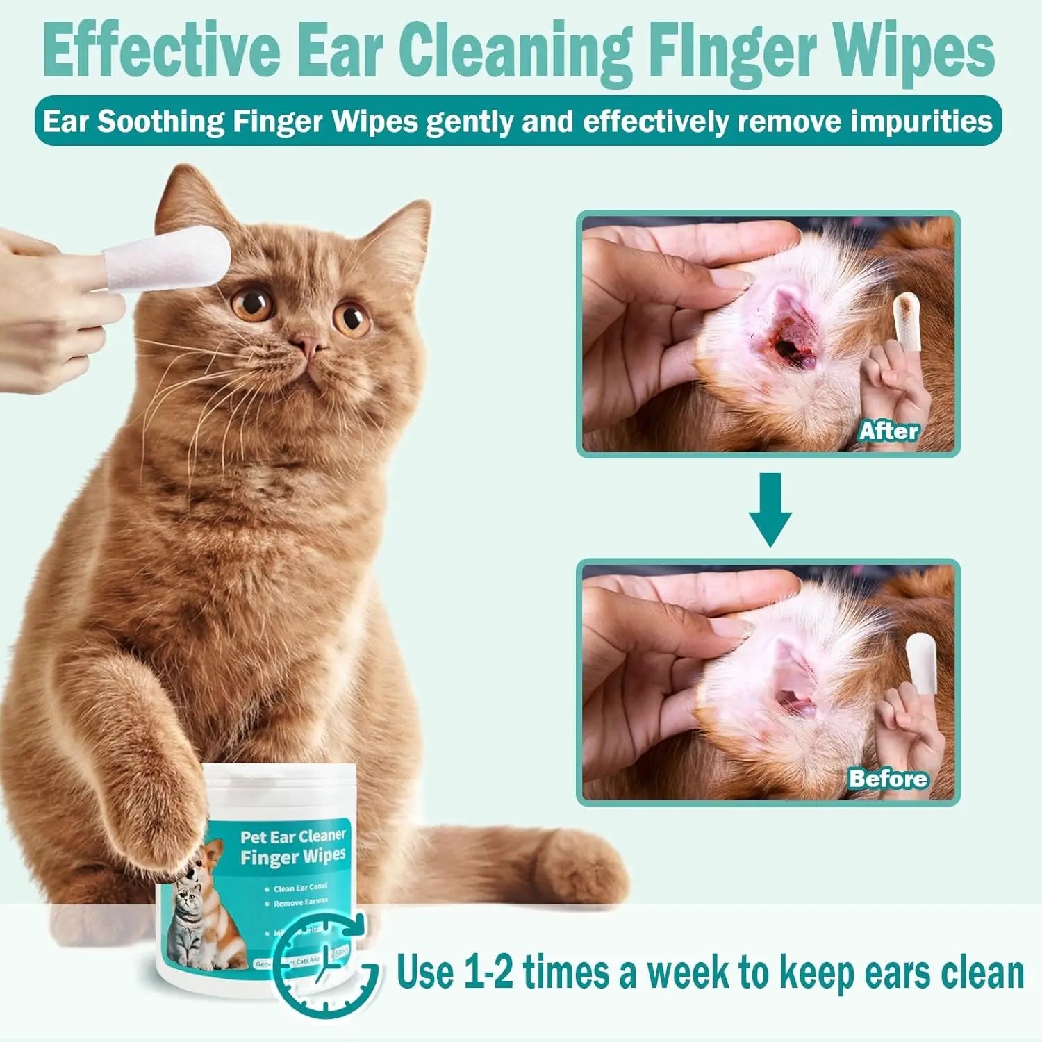 Pet Ear Cleaning Finger Wipes