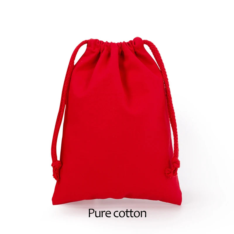 Reusable White Cotton Drawstring Bags