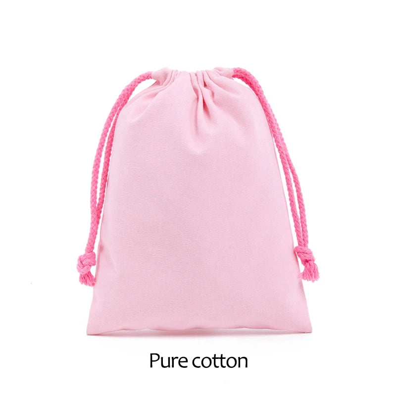 Reusable White Cotton Drawstring Bags