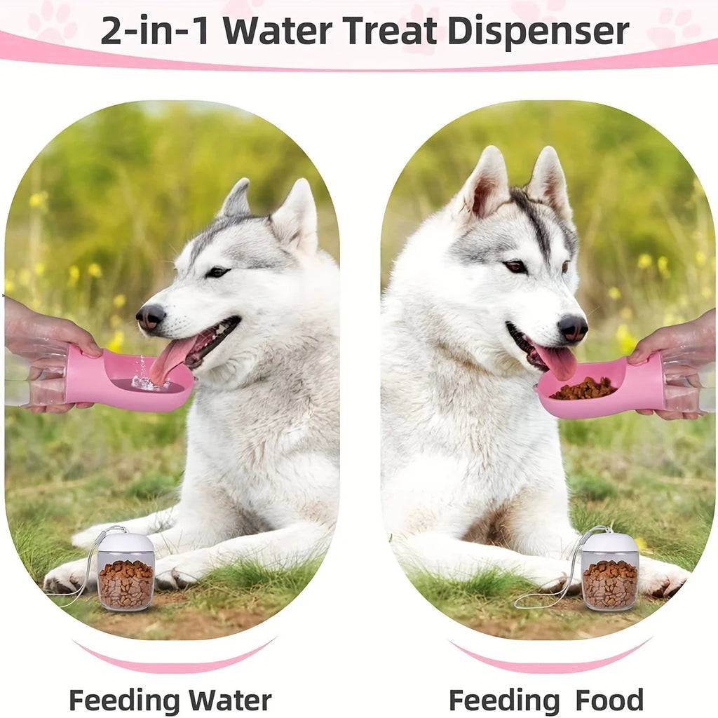 Portable Pet Water Bottle With Food Container