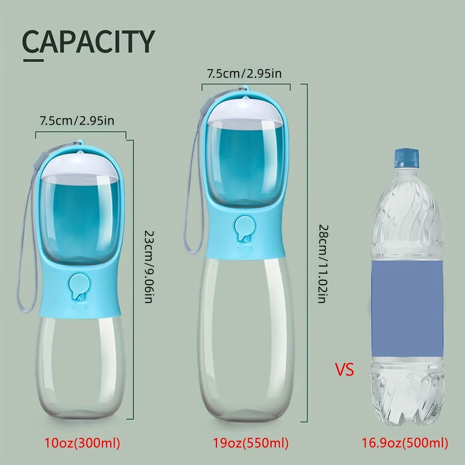 Portable Pet Water Bottle With Food Container