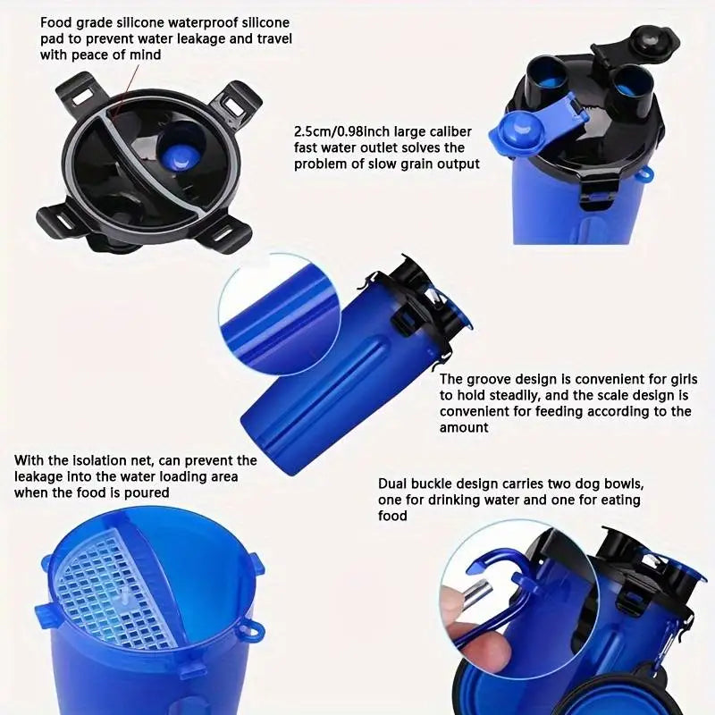 Portable Pet Water Bottle with Food Container