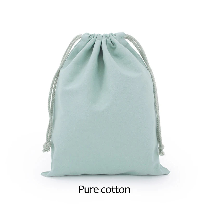 Reusable White Cotton Drawstring Bags