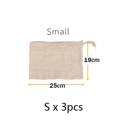 3-Pack Reusable Cotton Mesh Produce Bags