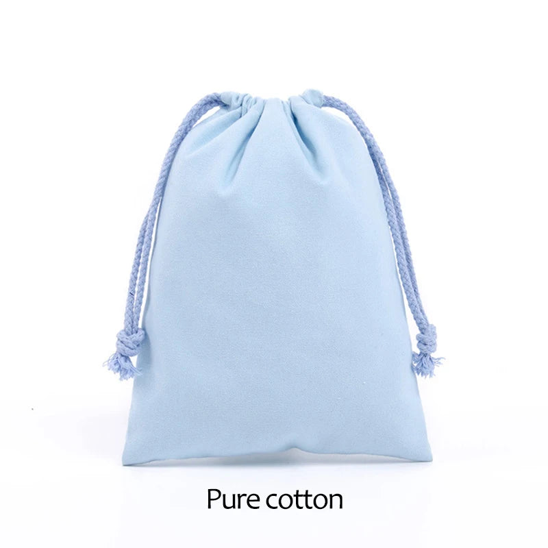 Reusable White Cotton Drawstring Bags
