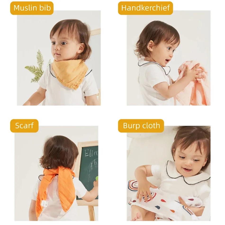 Bamboo Cotton Muslin Bibs & Burp Cloths