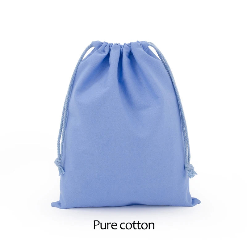 Reusable White Cotton Drawstring Bags
