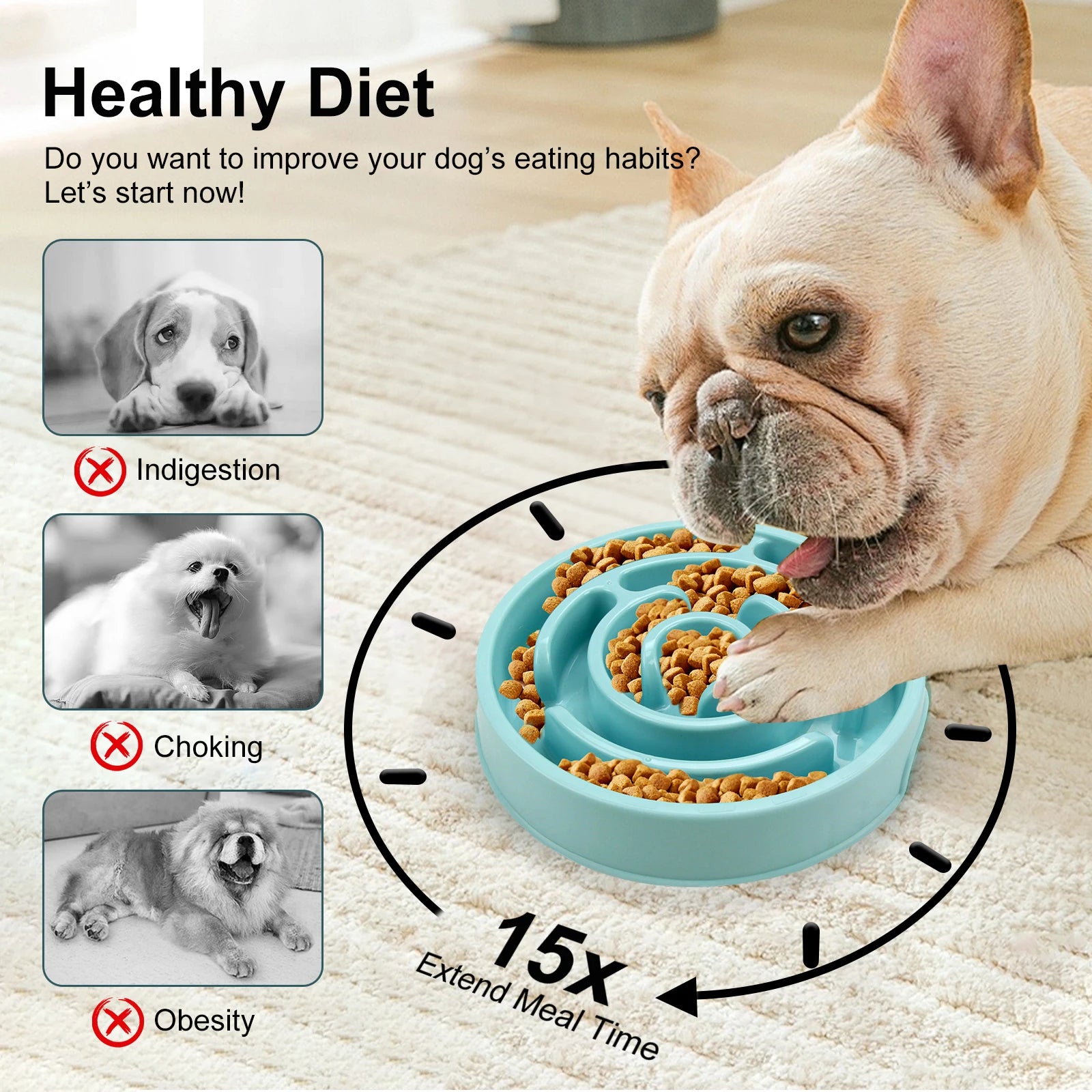 Non-Slip Anti-Gulping Pet Feeding Dish