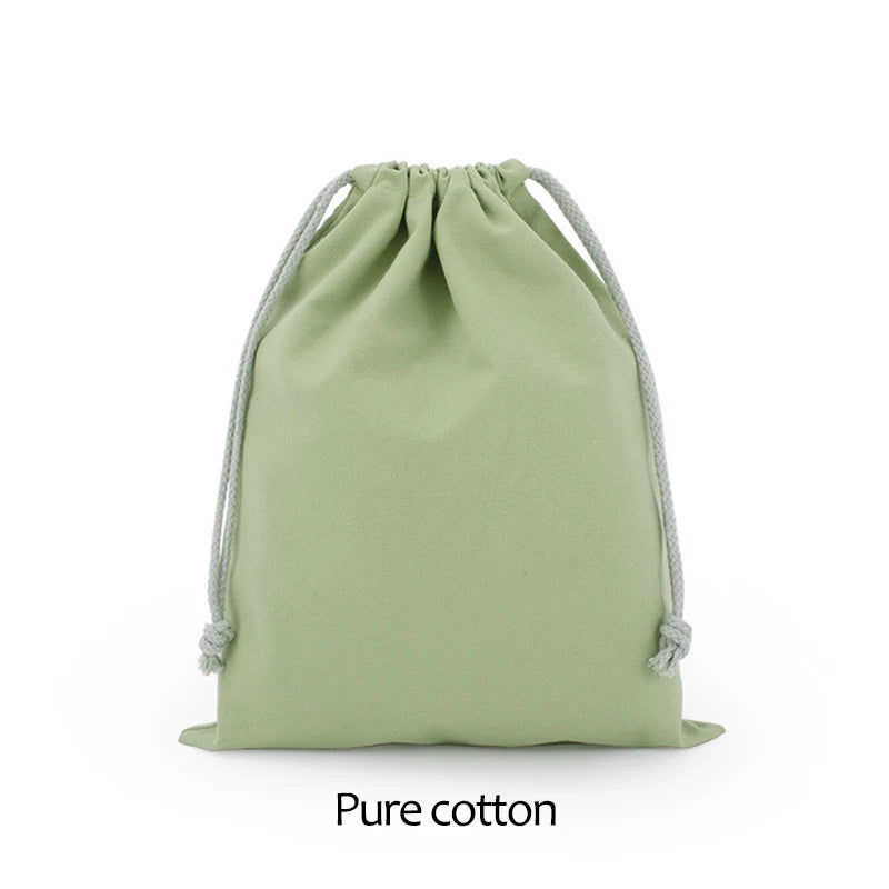 Reusable White Cotton Drawstring Bags
