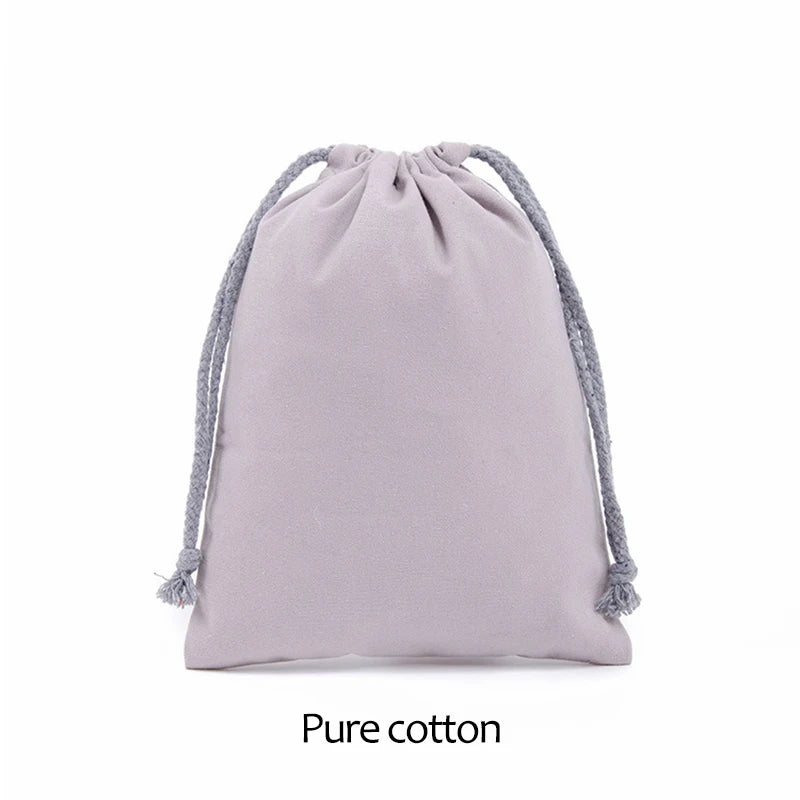 Reusable White Cotton Drawstring Bags